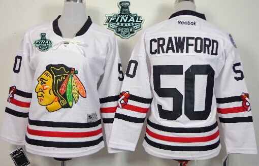 Youth Chicago Blackhawks #50 Corey Crawford 2015 Stanley Cup 2015 Winter Classic White Jersey