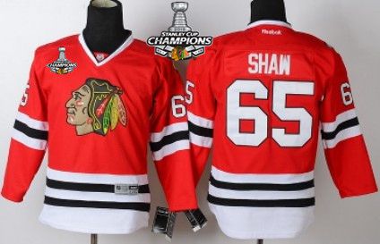 Chicago Blackhawks #65 Andrew Shaw Red Kids Jersey W/2015 Stanley Cup Champion Patch