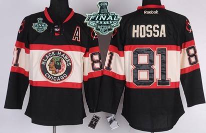 Youth Chicago Blackhawks #81 Marian Hossa 2015 Stanley Cup Black Third Jersey