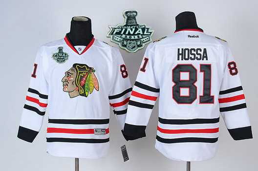 Youth Chicago Blackhawks #81 Marian Hossa 2015 Stanley Cup White Jersey