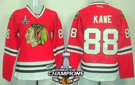 Chicago Blackhawks #88 Patrick Kane Red Womens Jersey W/2015 Stanley Cup Champion Patch