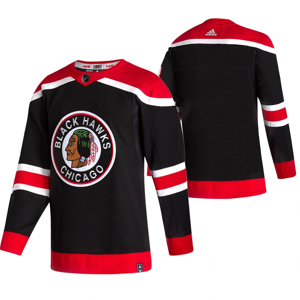 Chicago Blackhawks Blank Black Men's Adidas 2020-21 Reverse Retro Alternate NHL Jersey