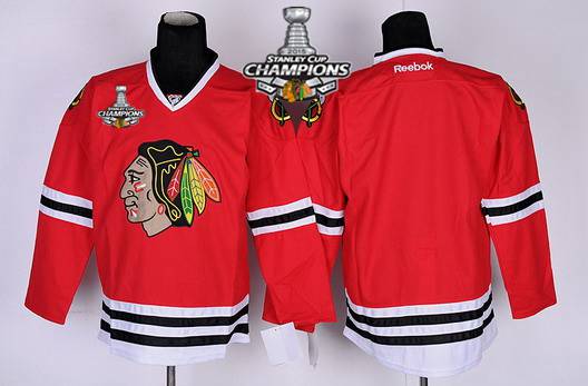 Chicago Blackhawks Blank Red Kids Jersey W/2015 Stanley Cup Champion Patch