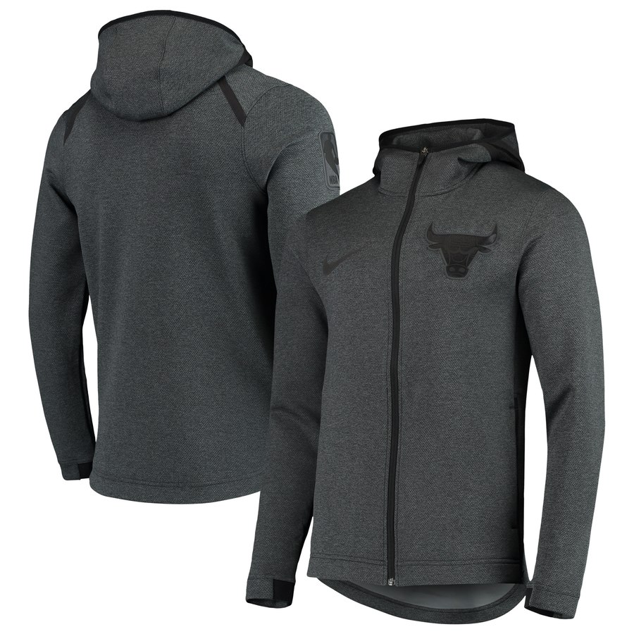 Chicago Bulls Nike Showtime Tonal Therma Flex Performance Full Zip Hoodie Black