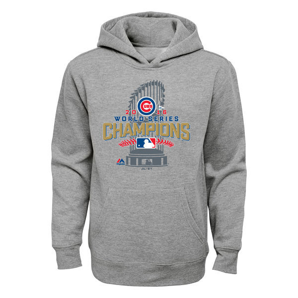 Chicago-Cubs-Grey-2016-World-Series-Champions-Men's-Pullover-Hoodie