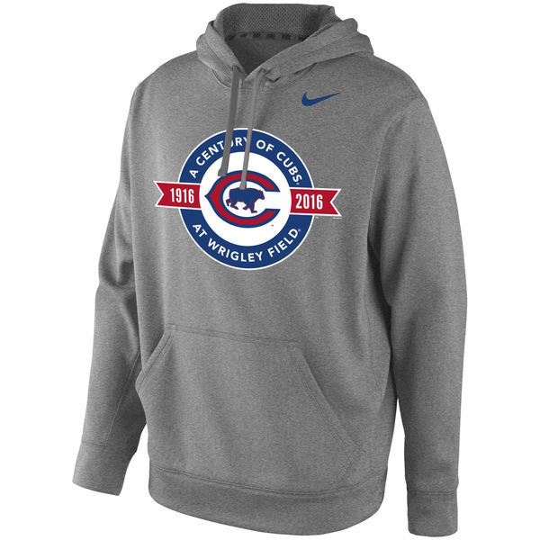 Chicago-Cubs-Grey-A-Century-of-Cubs-at-Wrigley-Patch-Men's-Pullover-Hoodie