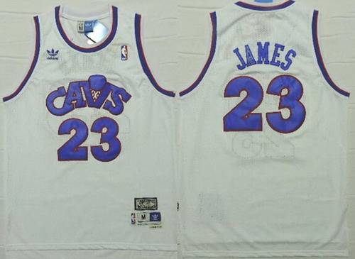 Cleveland Cavaliers #23 LeBron James CavFanatic White With Blue Swingman Throwback Jersey