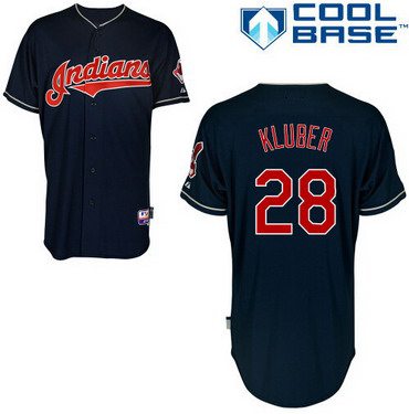 Cleveland Indians #28 Corey Kluber Navy Blue Jersey