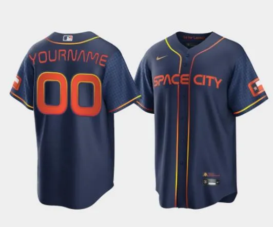 Youth/Women/Men Custom Houston Astros Navy Cool Base 2022 Space City Connect Stitched Jersey