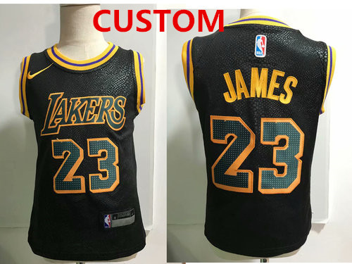 Custom Los Angeles Lakers Black Toddlers Jersey