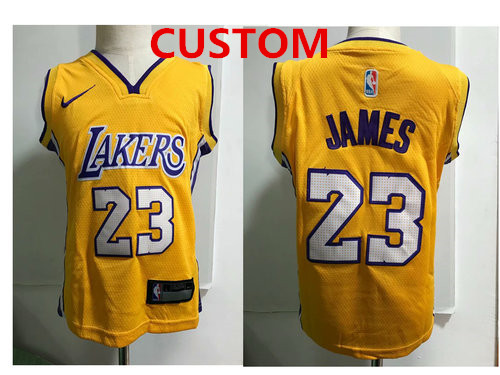 Custom Los Angeles Lakers Yellow Toddlers Jersey