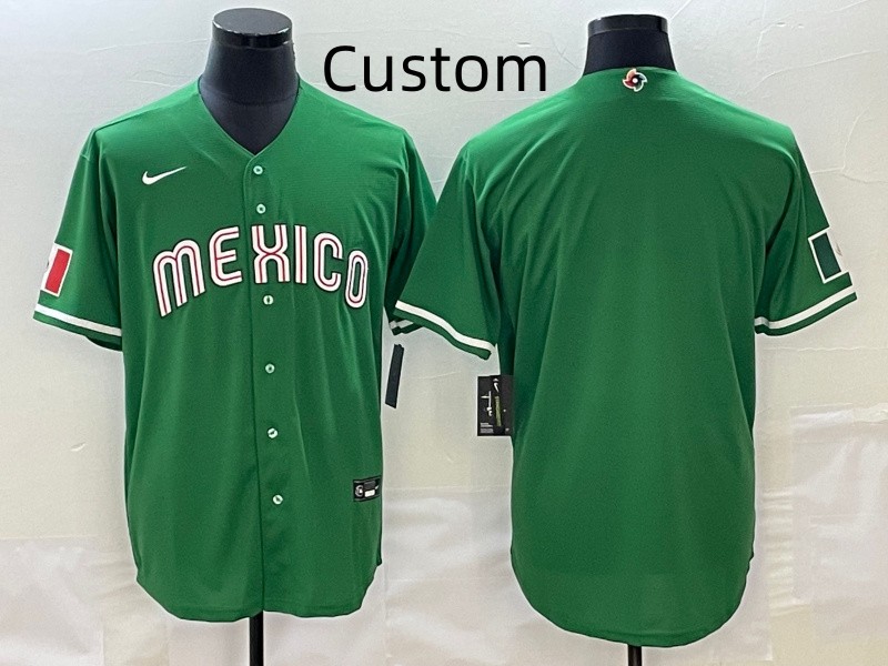 Custom Men's Mexico Baseball 2023 Green World Baseball Classic Stitched Jersey