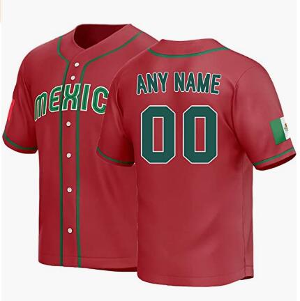 Custom Mexic 2023 World Baseball Classic Red Jeseys with Any Name and Number for Men Women Child