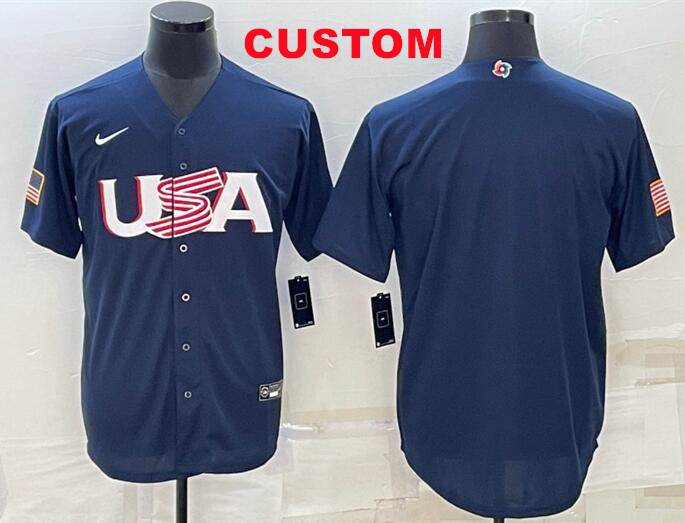 Custom USA 2023 World Baseball Classic Navy Jeseys with Any Name and Number for Men Women Child