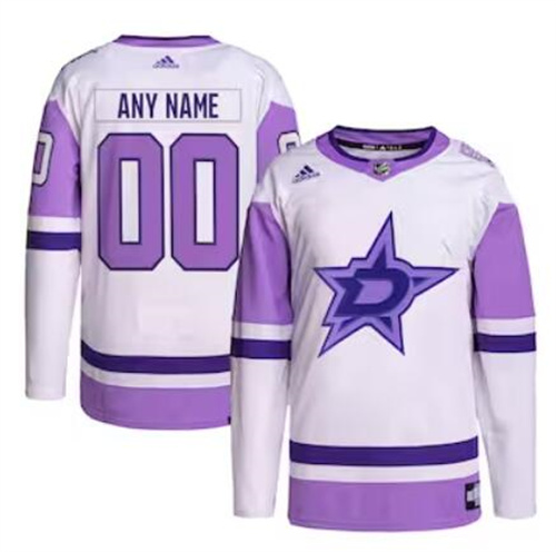 Dallas Stars adidas Hockey Fights Cancer Primegreen Men/Women/Youth Unisex Authentic Custom White-Purple Jersey