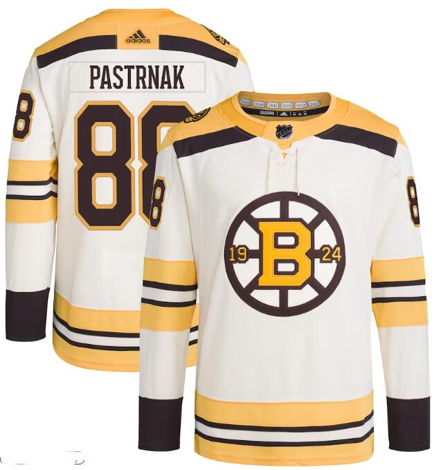 David Pastrnak Boston Bruins #88 adidas Primegreen 3RD Cream Authentic Pro Player Jersey