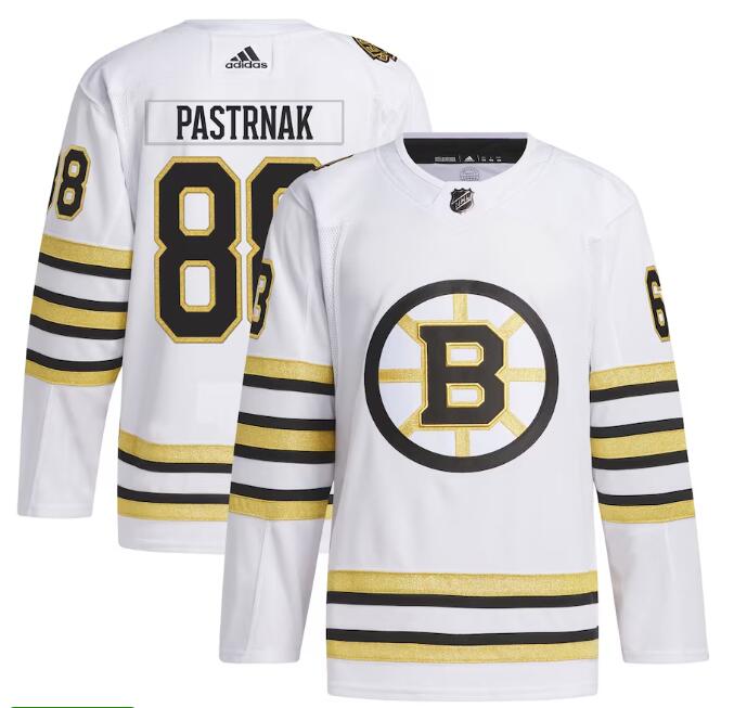 David Pastrnak Boston Bruins #88 adidas Primegreen White Away Authentic Pro Player Jersey