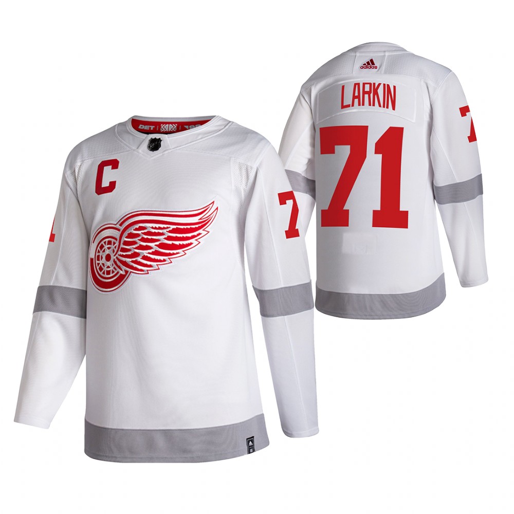 Detroit Red Wings #71 Dylan Larkin White Men's Adidas 2020-21 Reverse Retro Alternate NHL Jersey