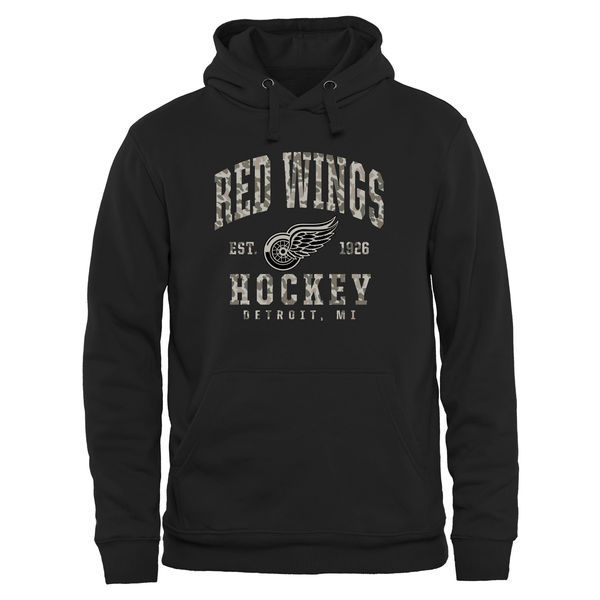 Detroit Red Wings Black Team Logo Men's Pullover Hoodie