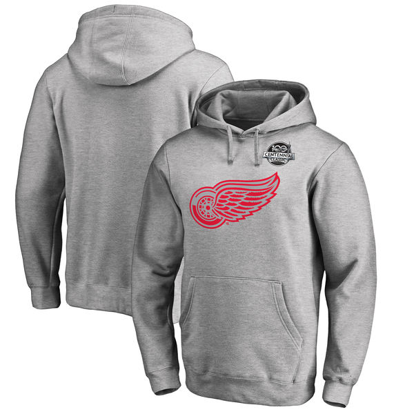 Detroit Red Wings Fanatics Branded 2017 Centennial Classic Team Logo Pullover Hoodie Heather Gray
