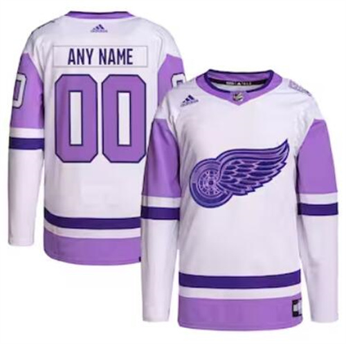 Detroit Red Wings adidas Hockey Fights Cancer Primegreen Men/Women/Youth Unisex Authentic Custom White-Purple Jersey