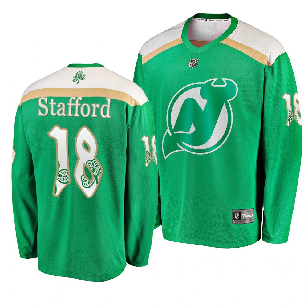 Devils 18 Drew Stafford Green 2019 St. Patrick's Day Adidas Jersey