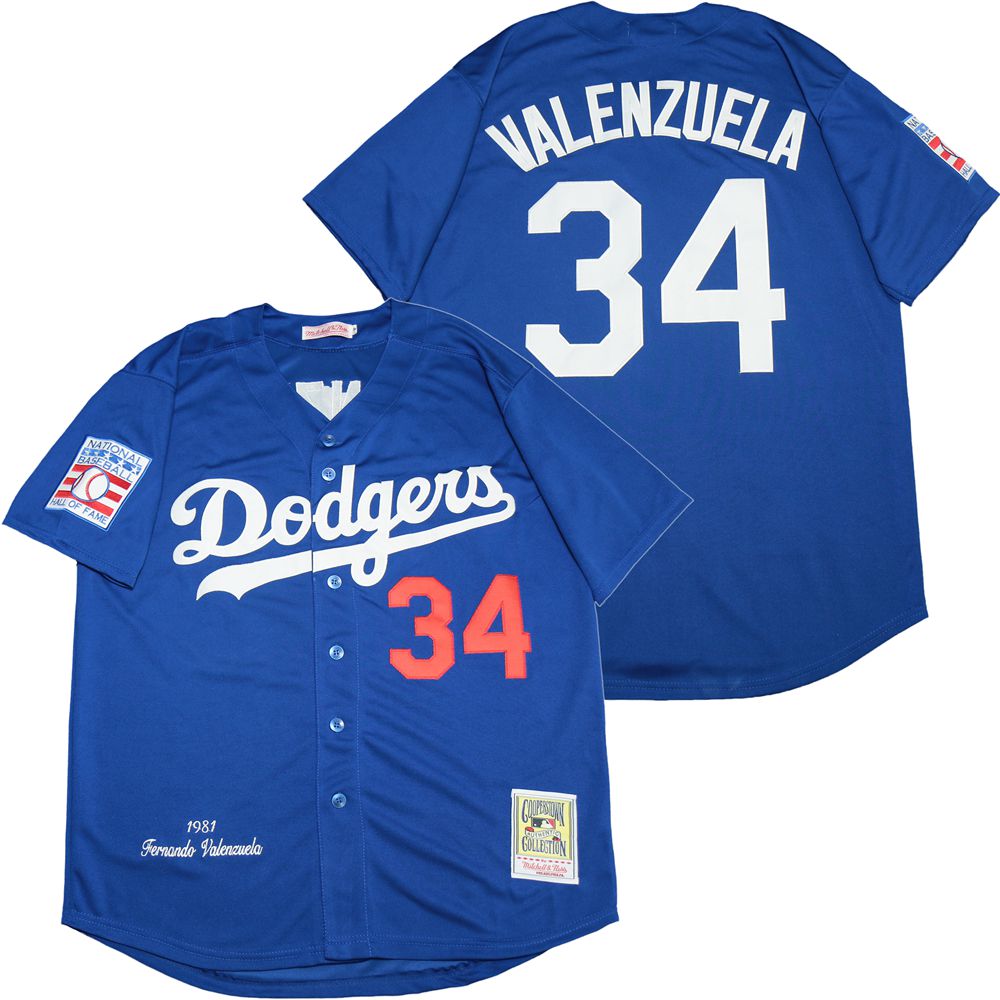 Dodgers 34 Fernando Valenzuela Royal 1981 Cooperstown Collection Jersey