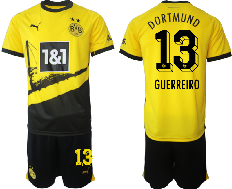 Dortmund home 13# GUERREIRO 2023-24 suit soccer jerseys