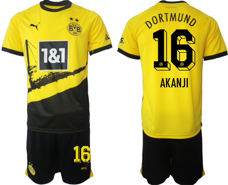 Dortmund home 16# AKANJI 2023-24 suit soccer jerseys