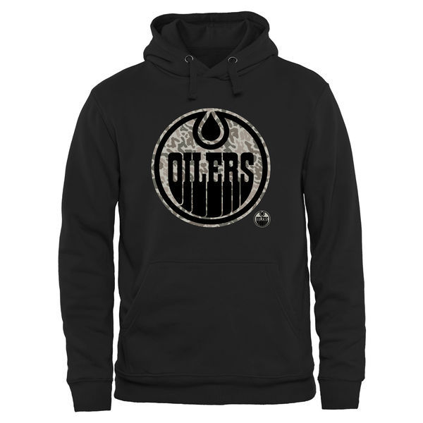 Edmonton Oilers Black Camo Logo Men's Pullover Hoodie