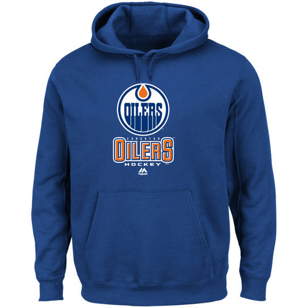 Edmonton Oilers Blue Team Logo Men's Pullover Hoodie