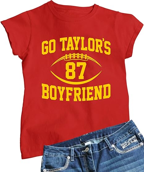 Go All Out Go Taylor's Boyfriend Funny Football Mens Women Youth T-Shirt Travis Kelce Girlfriend.
