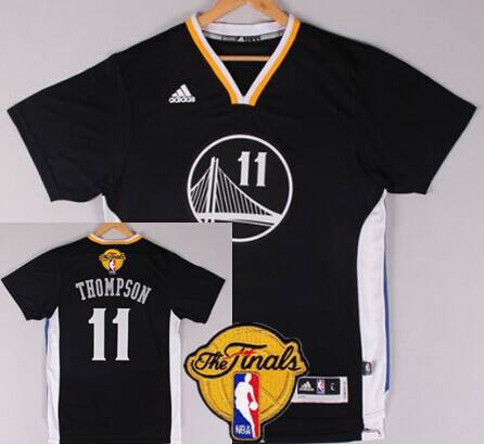 Golden State Warriors #11 Klay Thompson 2015 The Finals New Black Short-Sleeved Jersey