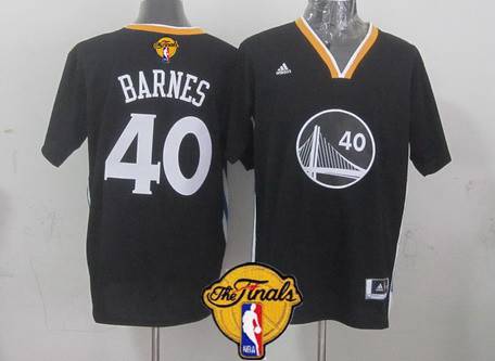 Golden State Warriors #40 Harrison Barnes 2015 The Finals New Black Short-Sleeved Jersey