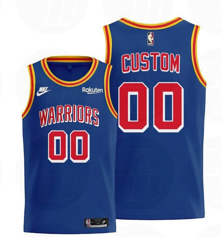 Golden State Warriors Custom Any Name And Number 75th Anniversary Jersey Classic 2021-2022 Royal Blue - Stitched