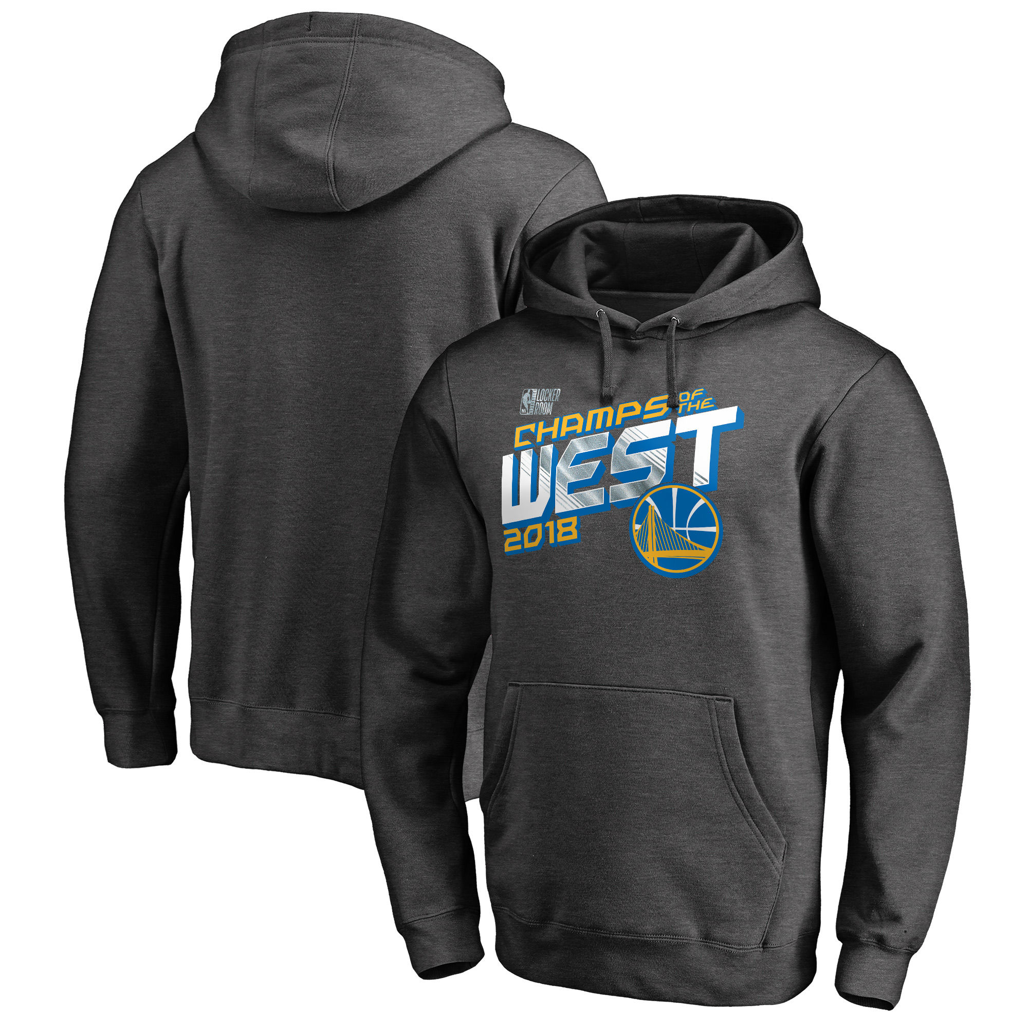 Golden State Warriors Fanatics Branded 2018 Western Conference Champions Locker Room Pullover Hoodie Heather Charcoal