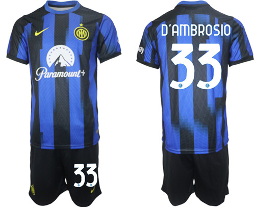 Inter Milan home 33# D'AMBROSIO 2023-24 suit soccer jerseys