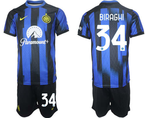 Inter Milan home 34# BIRAGHI 2023-24 suit soccer jerseys