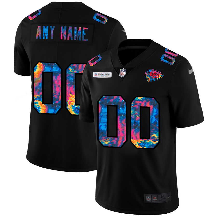 Kansas City Chiefs Custom Men's Nike Multi-Color Black 2020 NFL Crucial Catch Vapor Untouchable Limited Jersey
