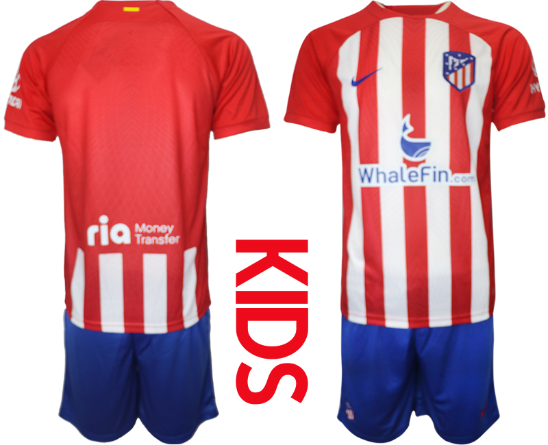 Kids Atlético de Madrid Custom or blank home  2023-24 suit soccer jerseys