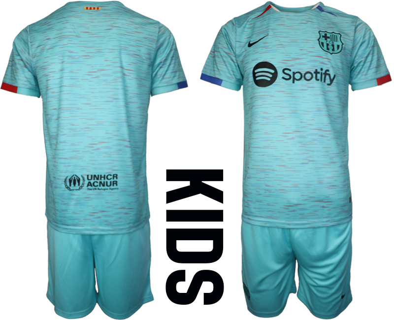 Kids Barcelona away blank 2023-24 suite soccer jerseys