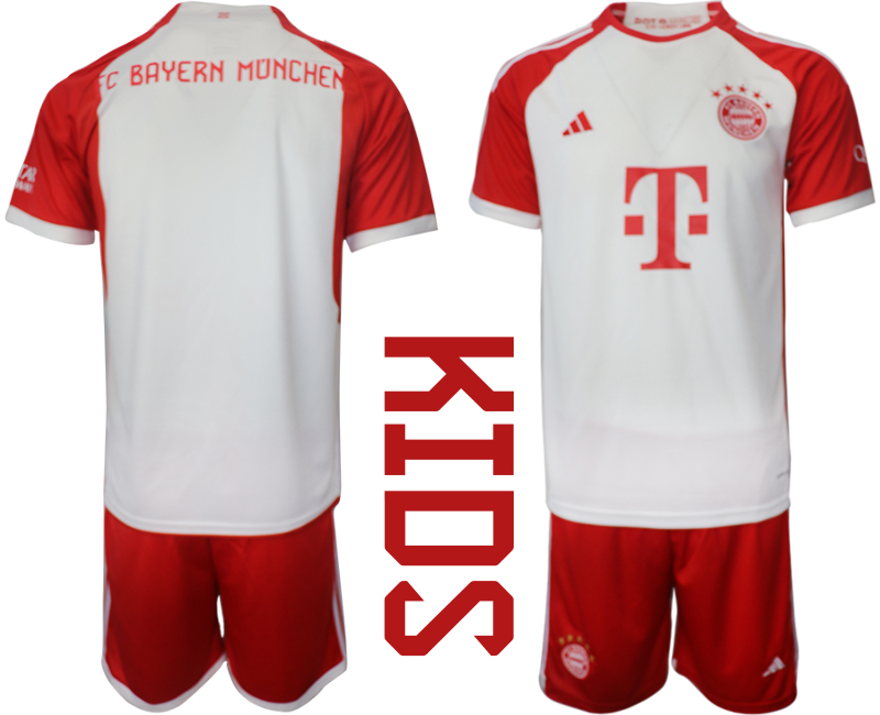 Kids Bayern Munich home Custom Or Blank 2023-24 Suit Soccer Jerseys