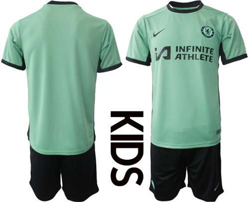 Kids Chelsea away Green Custom or blank 2023-24 suit soccer jerseys