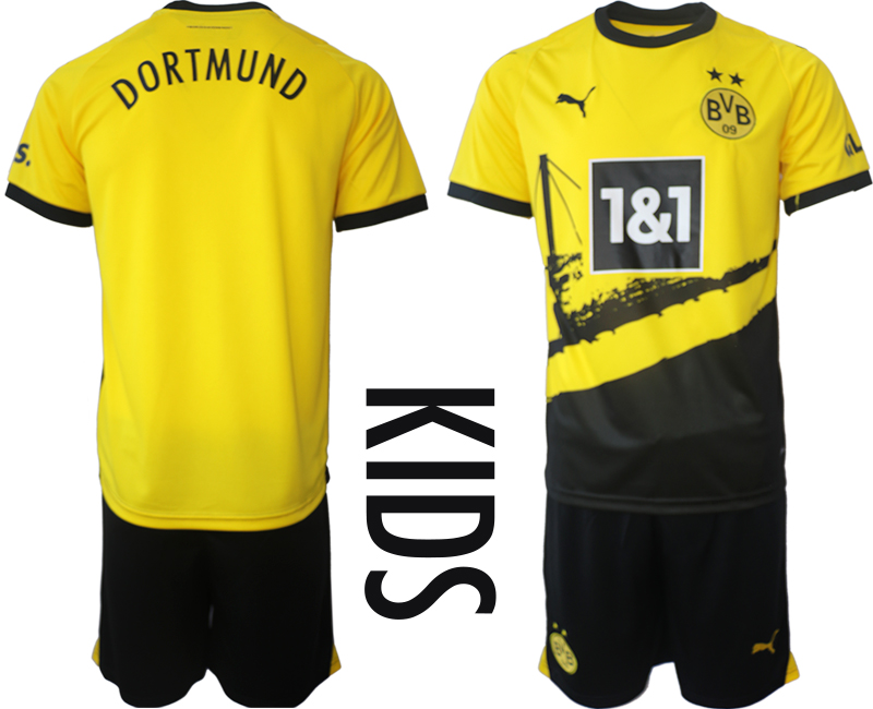 Kids Dortmund home Custom or blank 2023-24 suit soccer jerseys