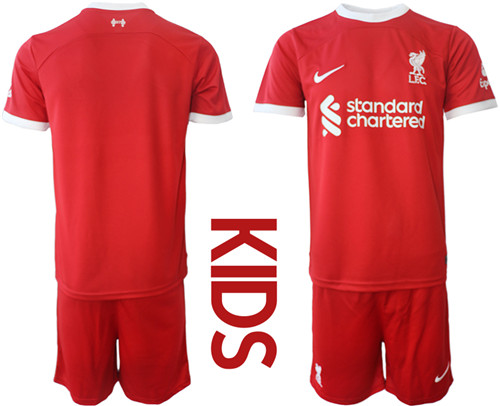 Kids Liverpool home Custom or blank  2023-24 suit soccer jerseys