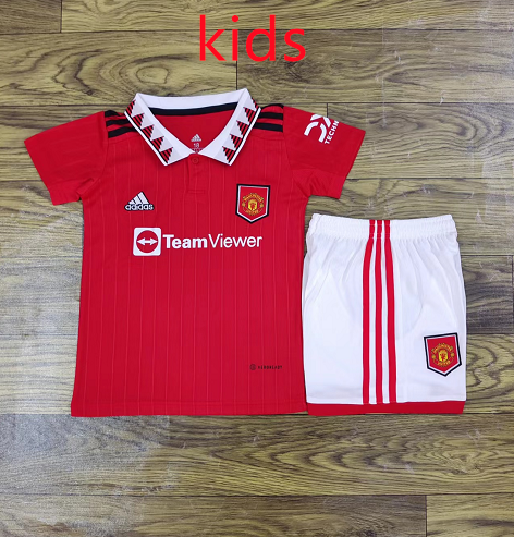 Kids Manchester United 2022-2023 youth soccer Red jersey Kit