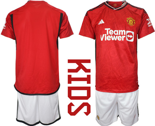 Kids Manchester United 2nd Home 2023-24 suit soccer jerseys