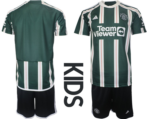 Kids Manchester United away  2023-24 suit soccer jerseys