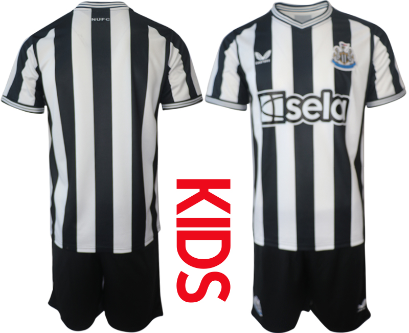 Kids Newcastle United home Custom or blank kids 2023-24 suit soccer jerseys