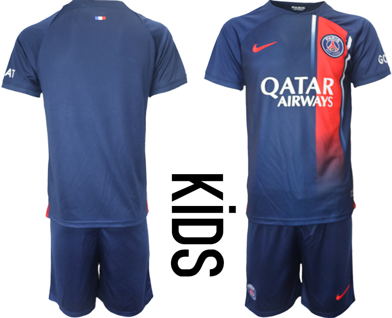 Kids Paris St Germain home Custom or blank 2023-24 Soccer Jerseys